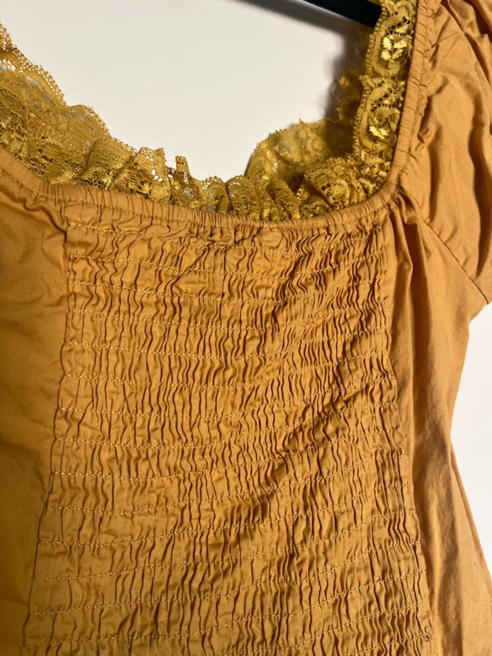 Mustard Yellow Lace Trim Corset Top - Picture 8 of 8